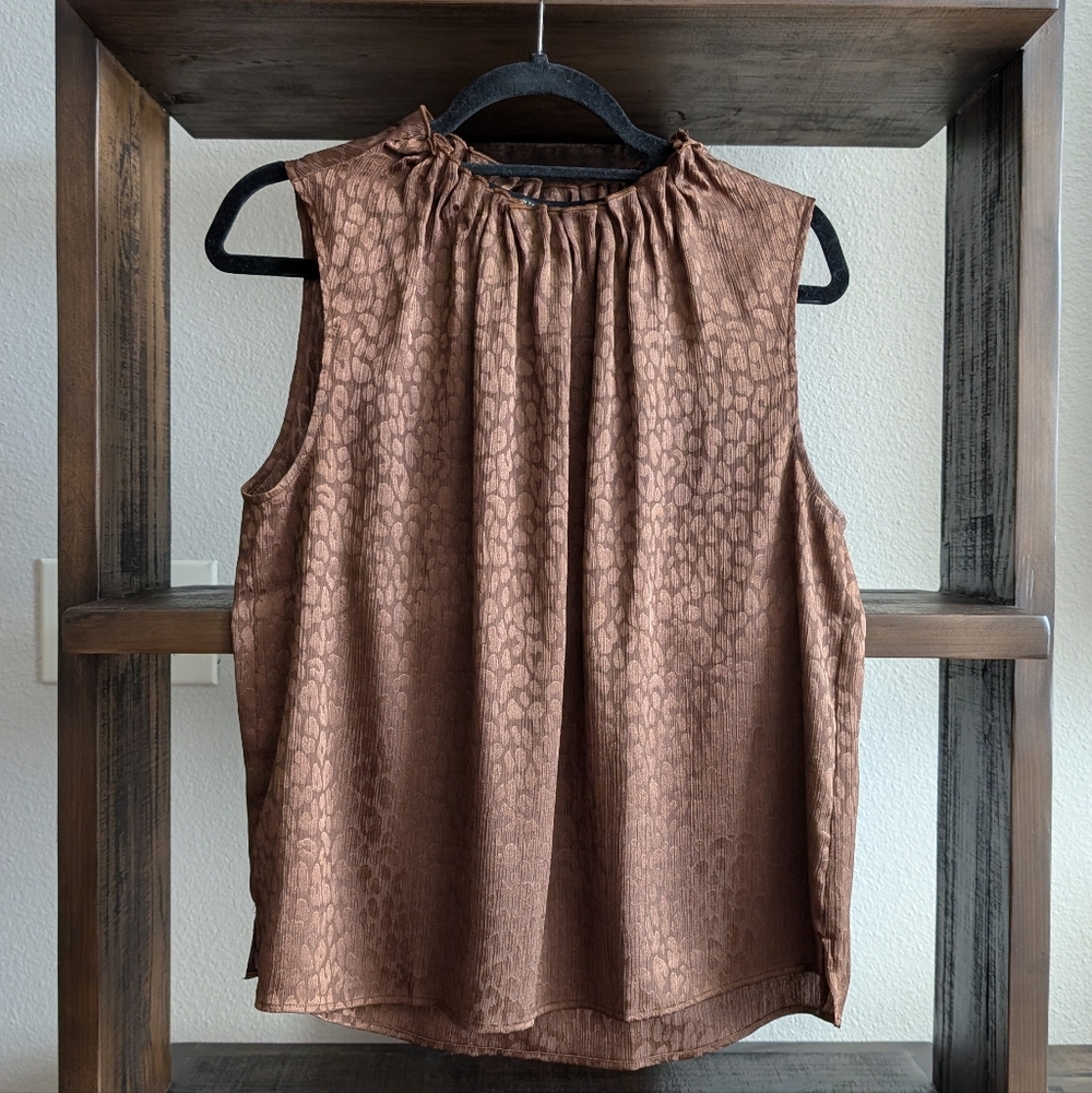 Ann Taylor Copper Sleeveless Cheetah Blouse